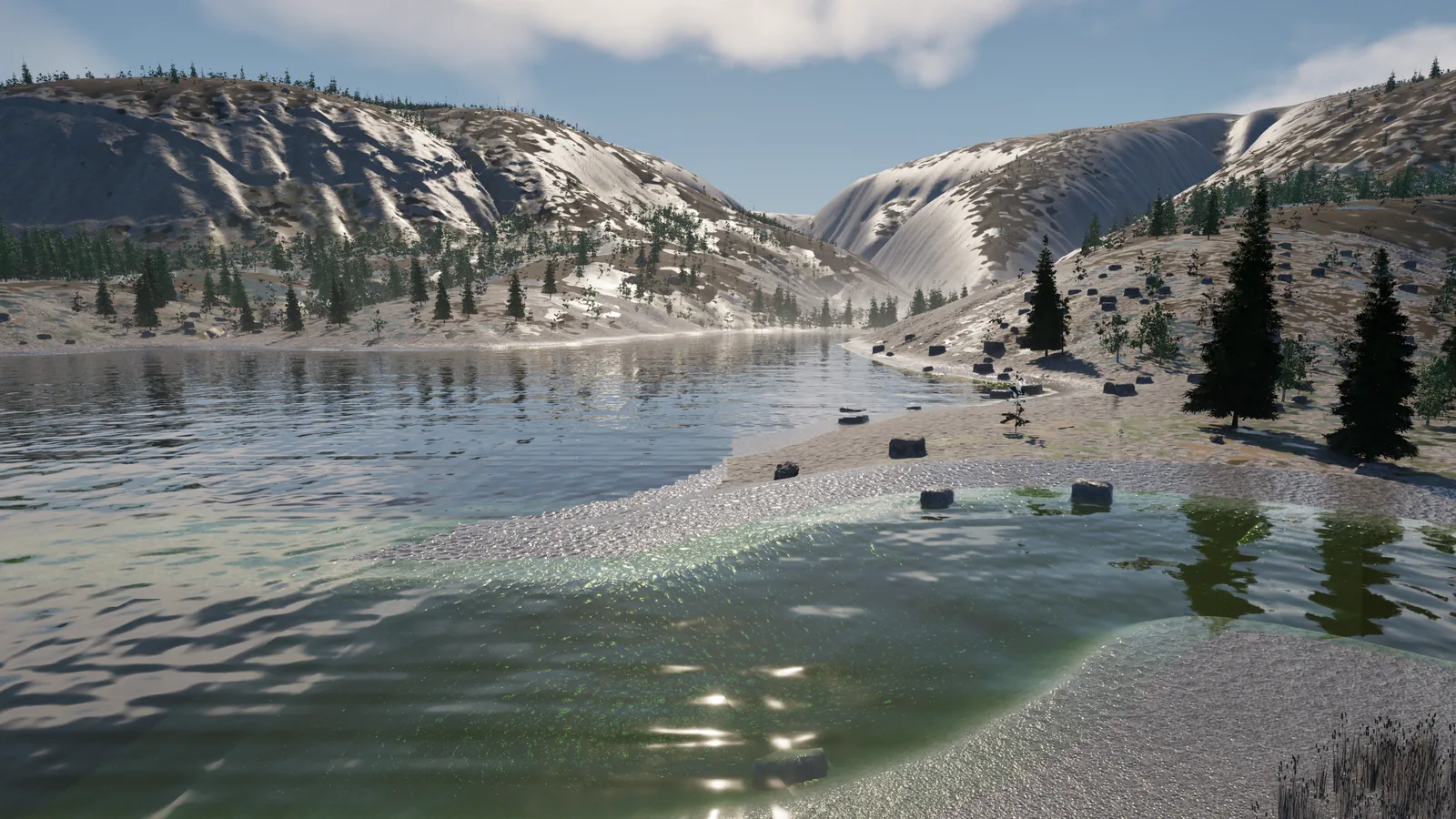 A green valley between mountains