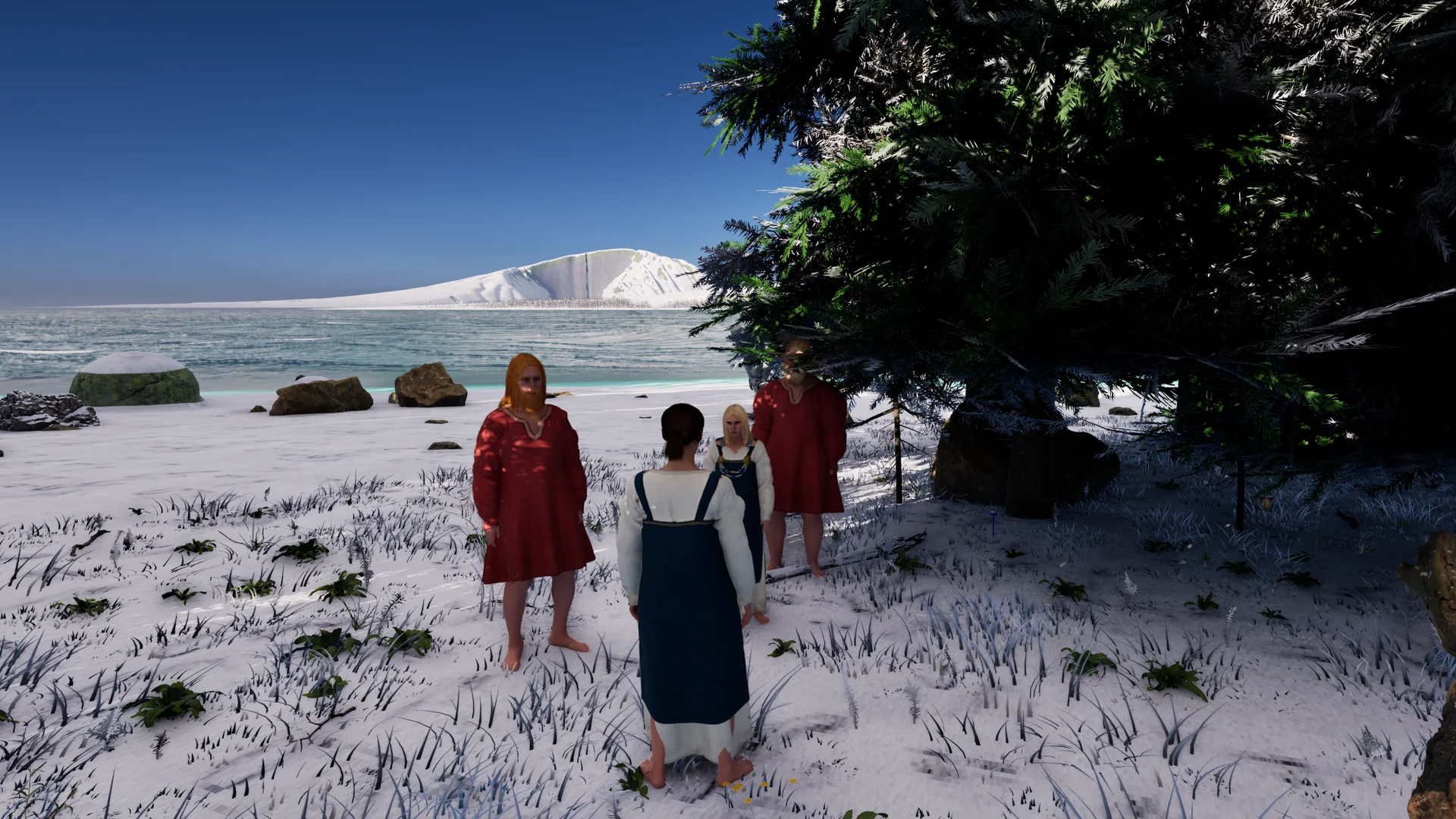 Vikings on a snowy shore